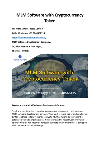 MLM Software with Cryptocurrency Token