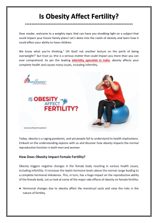 Is Obesity Affect Fertility?