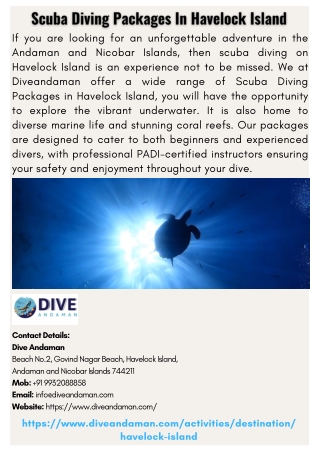 Scuba Diving Packages In Havelock Island