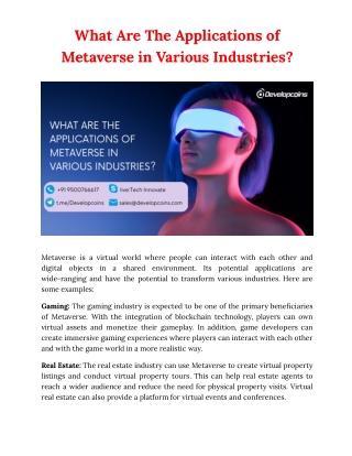 What Are The Applications of Metaverse in Various Industries?