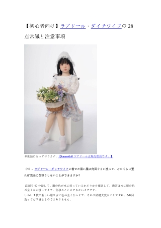 【初心者向け】ラブドール・ダイチワイフの28点常識と注意事項