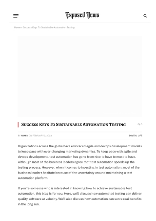 Success Keys To Sustainable Automation Testing