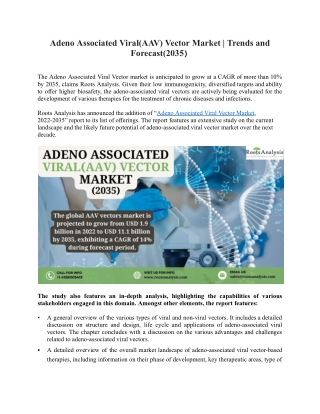 Adeno Associated Viruses AAV Gene Therapy Market(2022-2035)