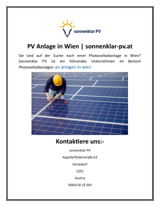 PV Anlage in Wien sonnenklar-pv.at