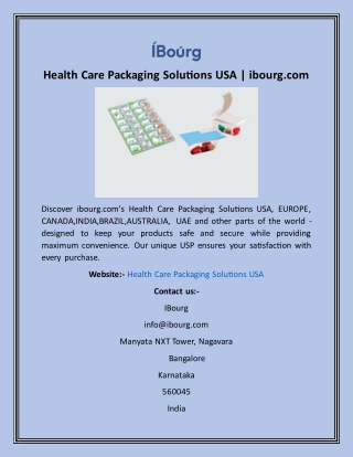 Health Care Packaging Solutions USA  ibourg