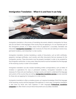 Immigration Translation - What it is and how it can help