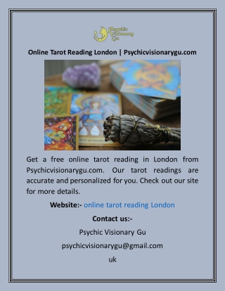 Online Tarot Reading London  Psychicvisionarygu