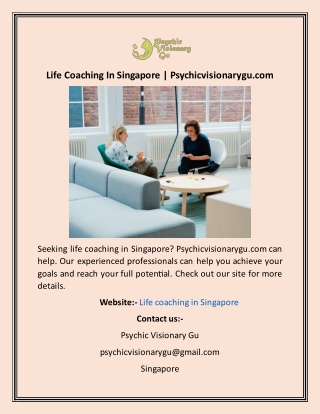 Life Coaching In Singapore  Psychicvisionarygu