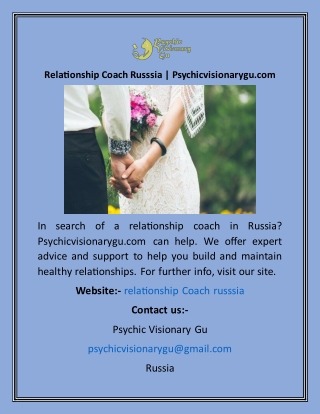 Relationship Coach Russsia  Psychicvisionarygu.com