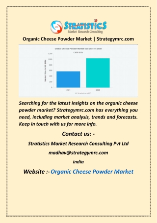 Organic Cheese Powder Market  Strategymrc com