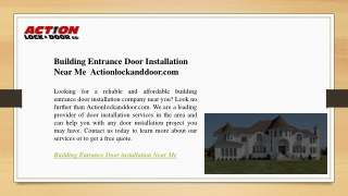 Building Entrance Door Installation Near Me  Actionlockanddoor.com