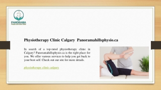 Physiotherapy Clinic Calgary  Panoramahillsphysio.ca