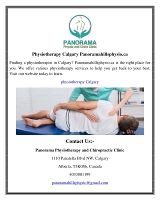 Physiotherapy Calgary Panoramahillsphysio.ca