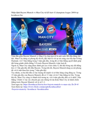 Nhận định Bayern Munich vs Man City tứ kết lượt về champions league 20