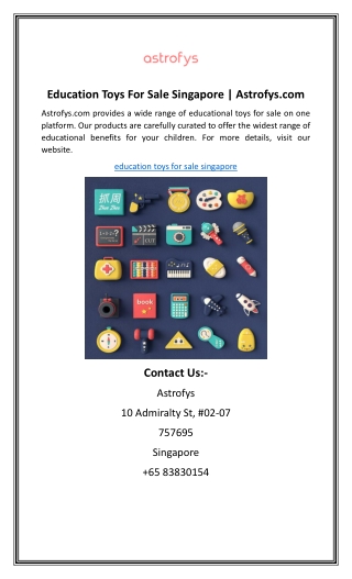 Education Toys For Sale Singapore | Astrofys.com