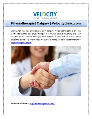 Physiotherapist Calgary | Velocityclinic.com