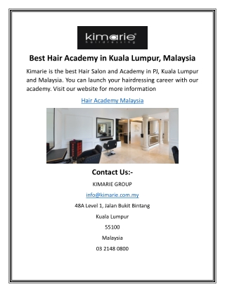 Best Hair Academy in Kuala Lumpur, Malaysia