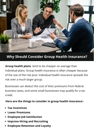 Why Should Consider Group Health Insurance