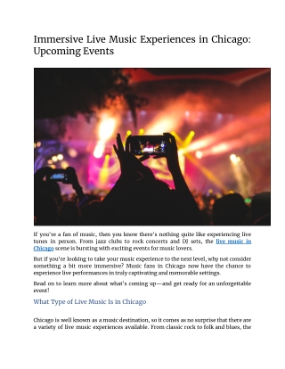 Immersive Live Music Experiences in Chicago