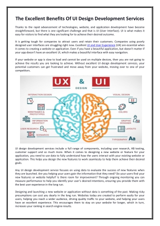The Excellent Benefits Of UI Design Development Services