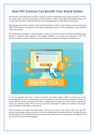 How PPC Services Can Benefit Your Brand Online