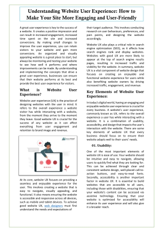 Understanding Website User Experience How to Make Your Site More Engaging and User-Friendly