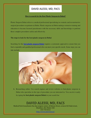How to search for the Best Plastic Surgeon in Dubai