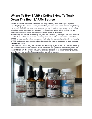 Where To Buy SARMs Online _ How To Track Down The Best SARMs Source