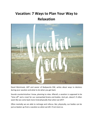 Vacation 7 Ways to Plan Your Way to Relaxation