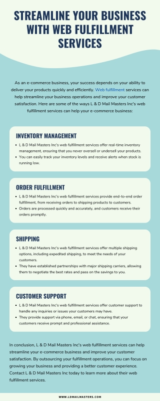 STREAMLINE YOUR BUSINESS WITH WEB FULFILLMENT SERVICES