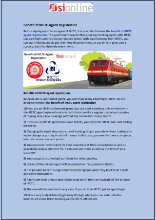 Benefit of IRCTC Agent Registration