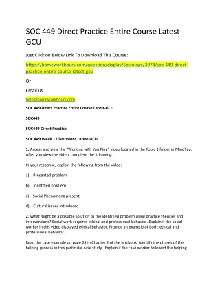 SOC 449 Direct Practice Entire Course Latest-GCU