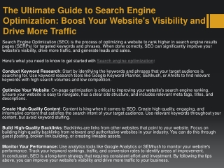 The Ultimate Guide to Search Engine Optimization Boost Your Website's Visibility and Drive More Traffic