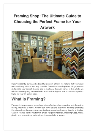 Framing Shop The Ultimate Guide to Choosing the Perfect Frame for Your Artwork