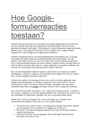 Hoe Google-formulierreacties toestaan