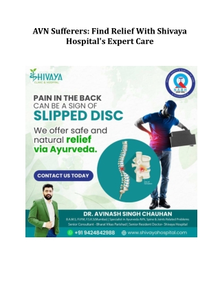 AVN Sufferers: Find Relief With Shivaya Hospital's Expert Care