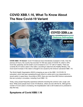 COVID XBB.1.16, What To Know About The New Covid-19 Variant