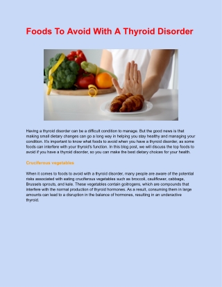 Foods to avoid with a thyroid disorder