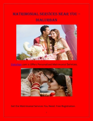 Matrimonial Services near You-dialurban
