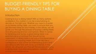 Budget-Friendly Tips for Buying a Dining Table