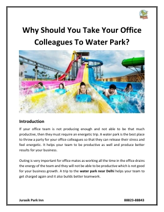 Why Should You Take Your Office Colleagues To Water Park