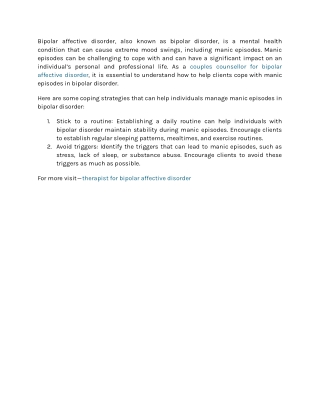 Coping with manic episodes in bipolar disorder (1)