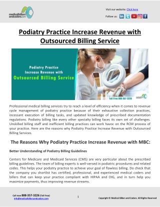 Podiatry Practice Increase Revenue with Outsourced Billing Service