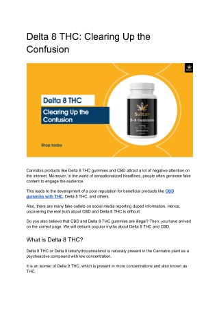 Delta 8 THC Clearing Up the Confusion