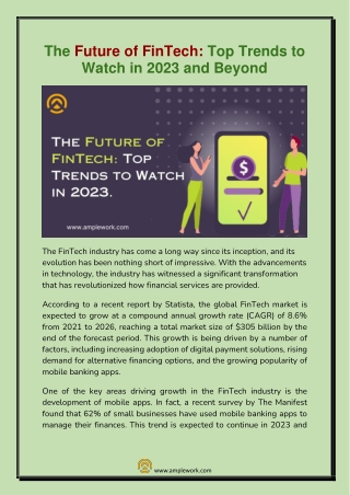 The Future of FinTech Top Trends to Watch in 2023 and Beyond