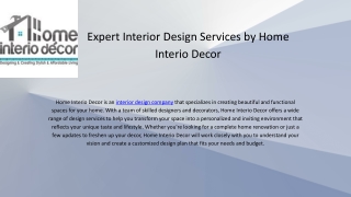 Expert Interior Design Services by Home Interio Decor