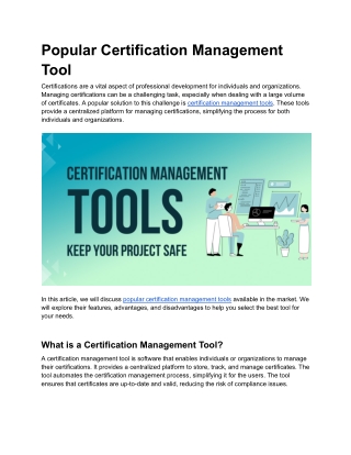 Popular Certification Management Tool