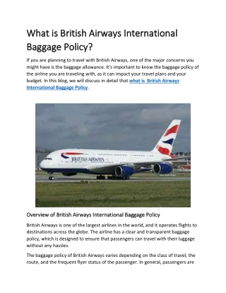 What is British Airways International Baggage Policy