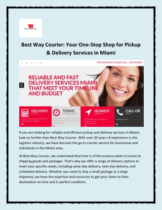Pickup & Delivery Services in Miami - Best Way Courier