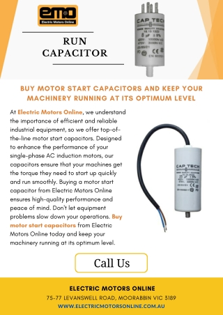 Buy Motor Start Capacitors and Keep Your Machinery Running at Its Optimum Level